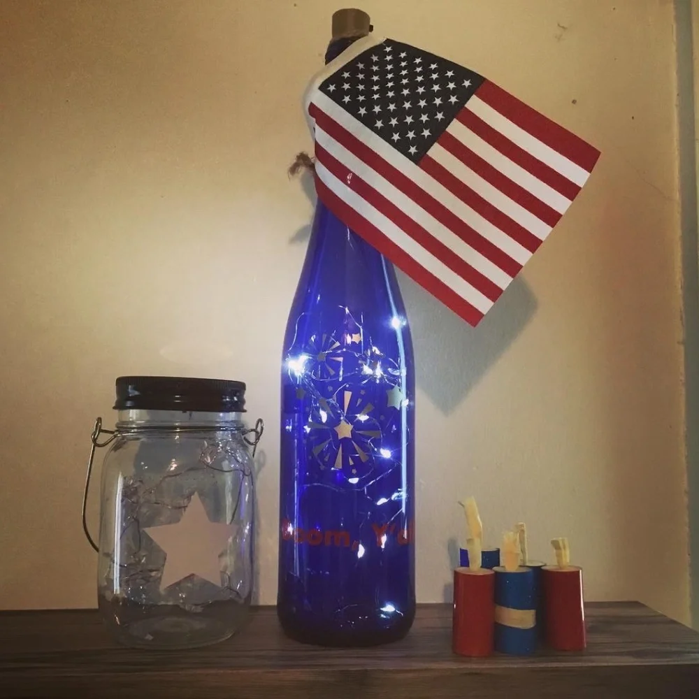 ‘Boom Y’all’ Wine Bottle Lantern